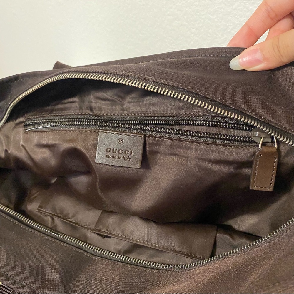 (NWOT) Gucci Brown Diamanté Nylon Shoulder Tote Bag - Picture 16 of 16